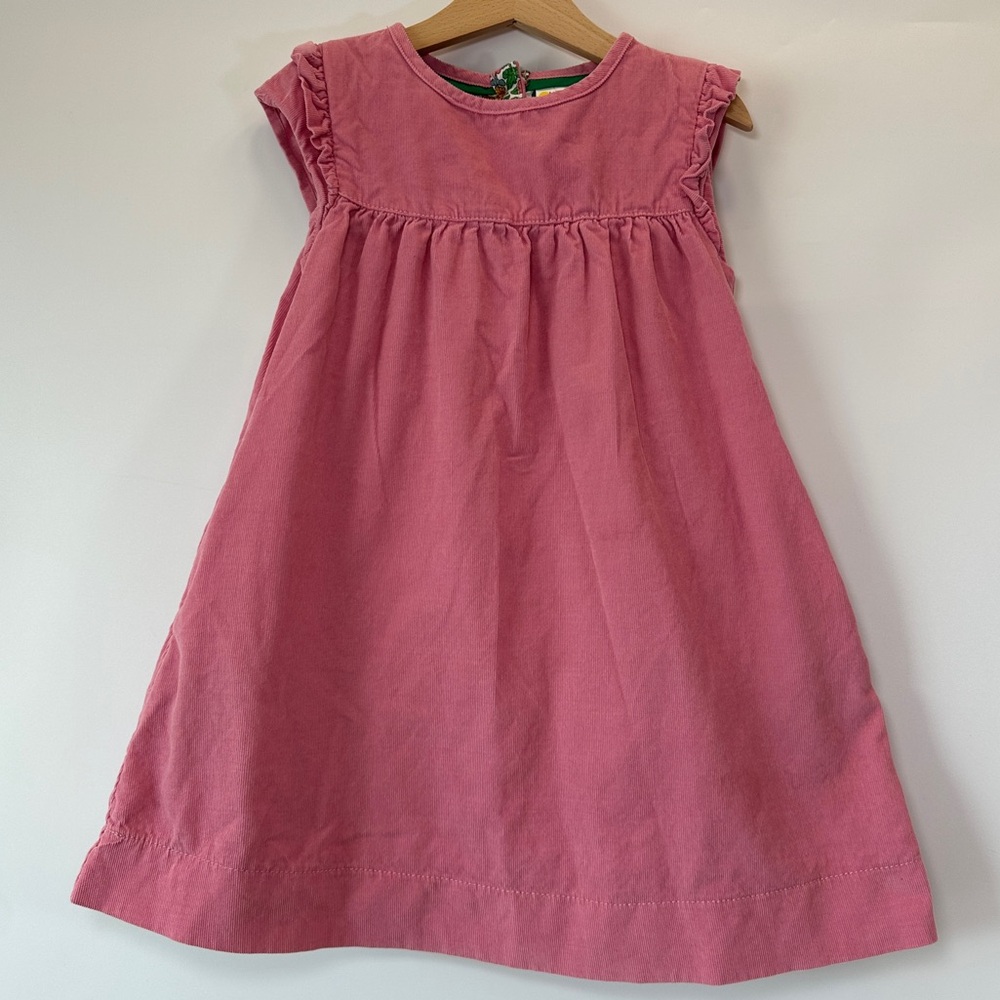 Mini Boden Pink‎ Corduroy Girls Dress 5-6Y 116cm Floral Lining